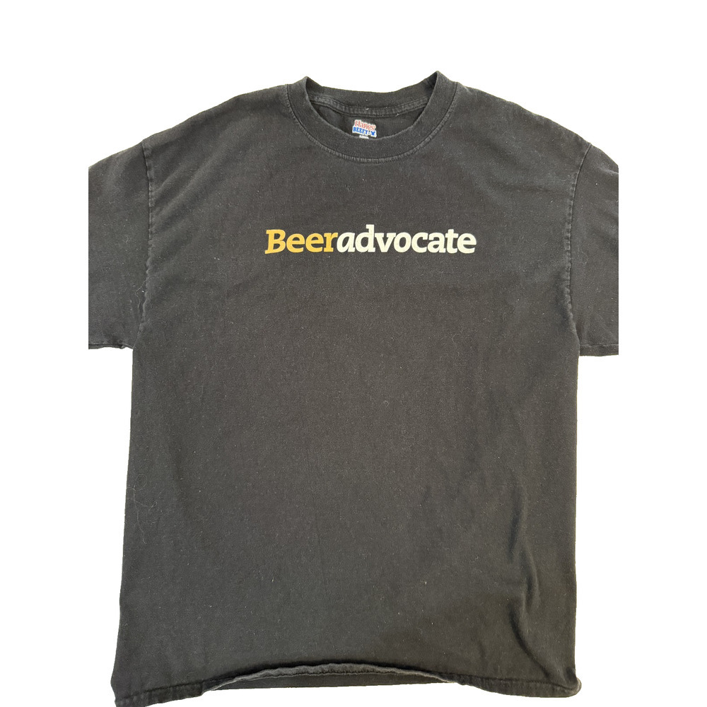 BeerAdvocate Shirt Mens Large Black Hanes Beefy-T Craft Beer Community‎ Tee Y2K